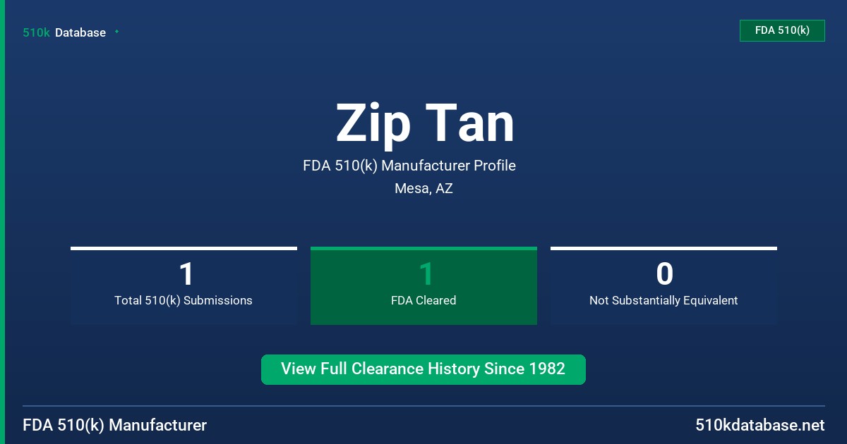 Zip Tan FDA 510(k) Manufacturer Profile