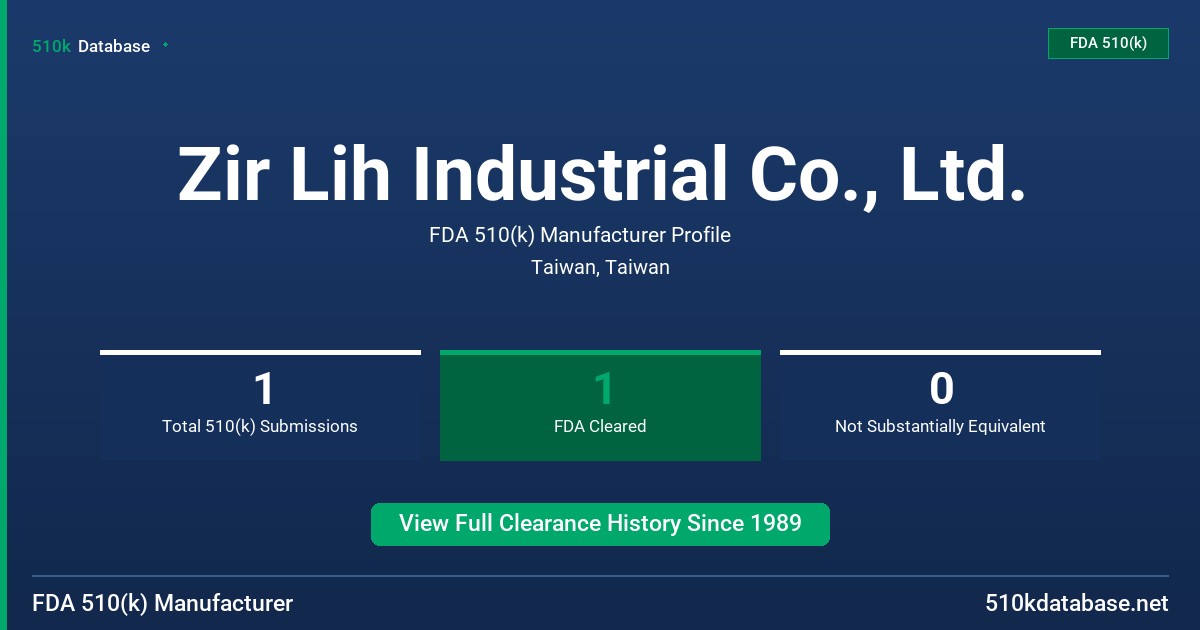 Zir Lih Industrial Co., Ltd. FDA 510(k) Manufacturer Profile