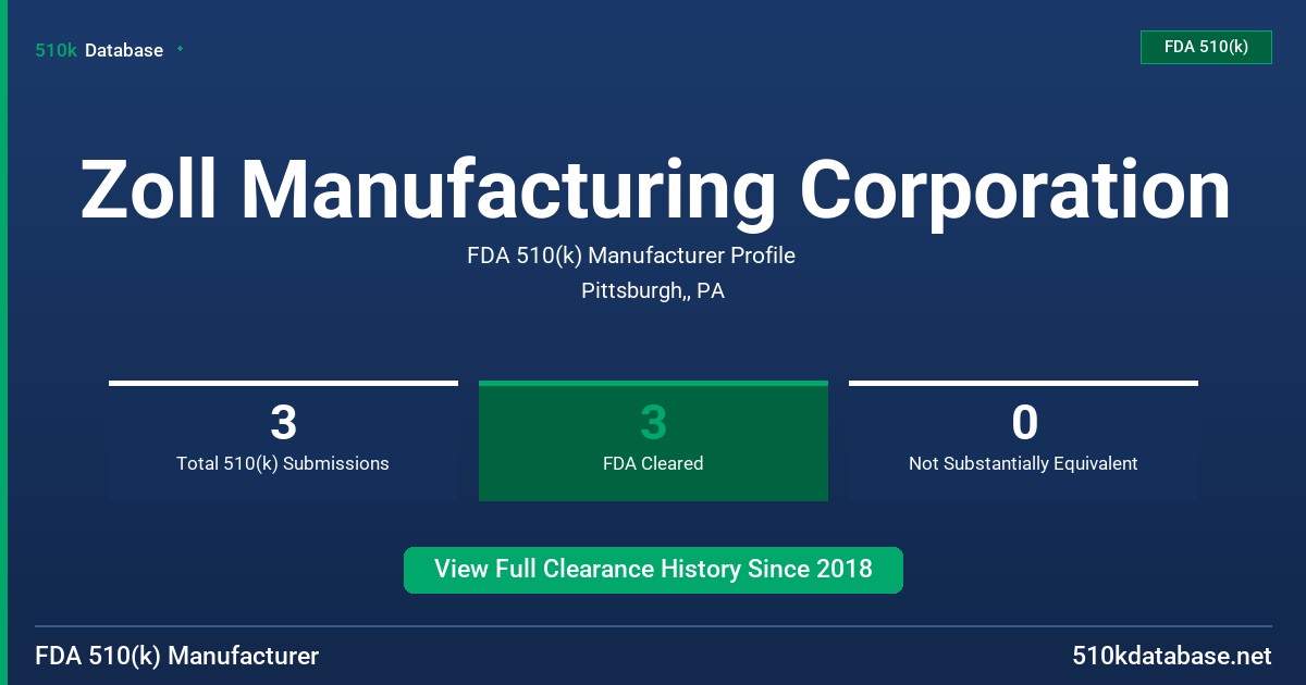 Zoll Manufacturing Corporation FDA 510(k) Manufacturer Profile
