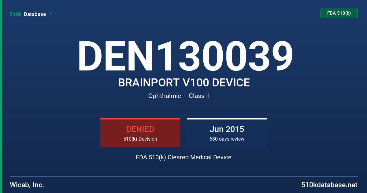 DEN130039 BRAINPORT V100 DEVICE FDA 510(k) Cleared Medical Device