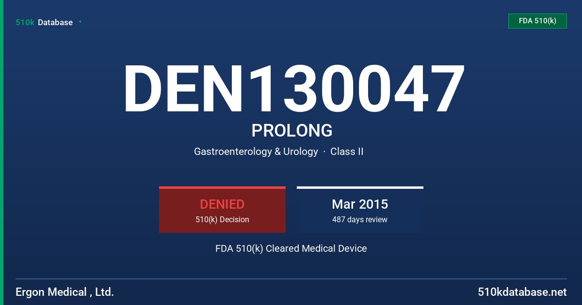 DEN130047 PROLONG FDA 510(k) Cleared Medical Device