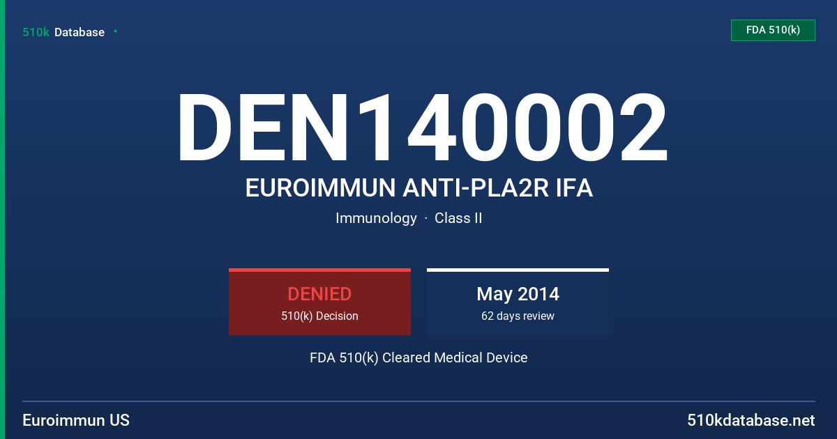 DEN140002 EUROIMMUN ANTI-PLA2R IFA FDA 510(k) Cleared Medical Device