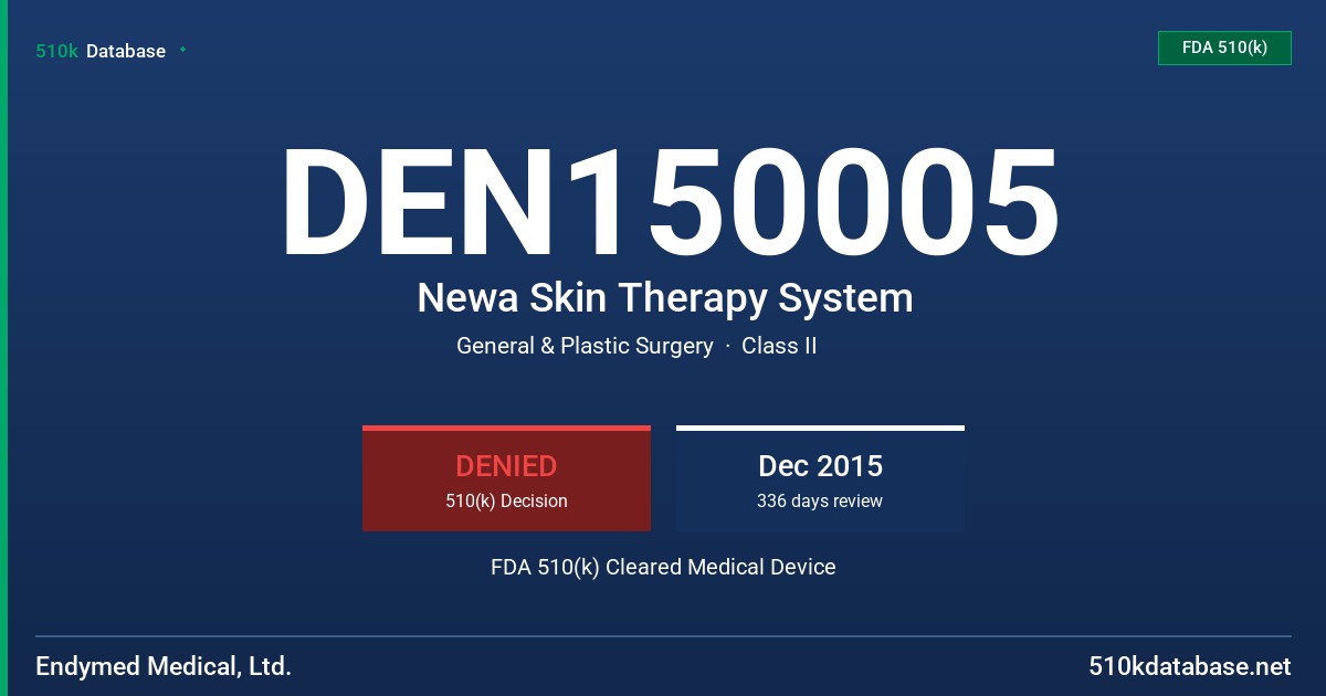 DEN150005 Newa Skin Therapy System FDA 510(k) Cleared Medical Device