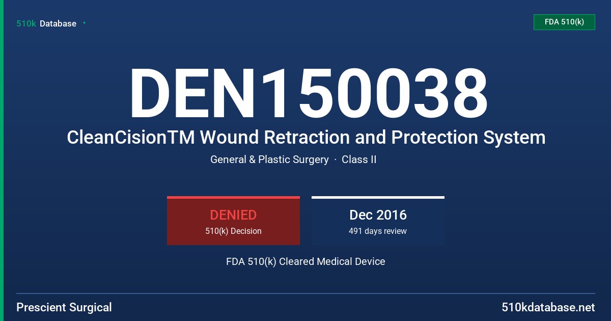 DEN150038 CleanCisionTM Wound Retraction and Protection System FDA 510(k) Cleared Medical Device