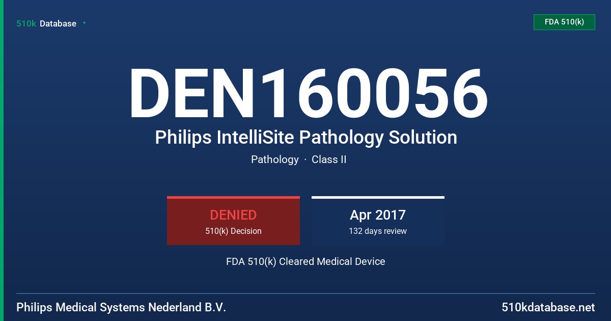 DEN160056 Philips IntelliSite Pathology Solution FDA 510(k) Cleared Medical Device