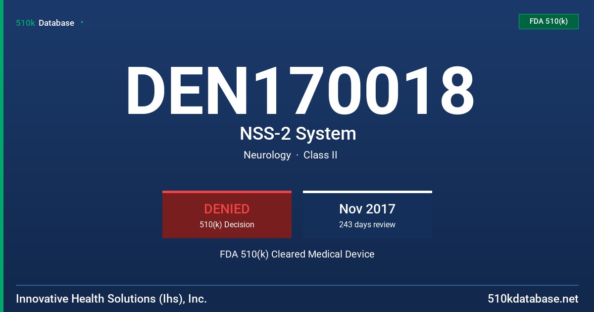 DEN170018 NSS-2 System FDA 510(k) Cleared Medical Device