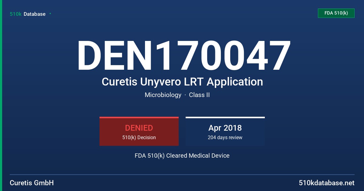 DEN170047 Curetis Unyvero LRT Application FDA 510(k) Cleared Medical Device