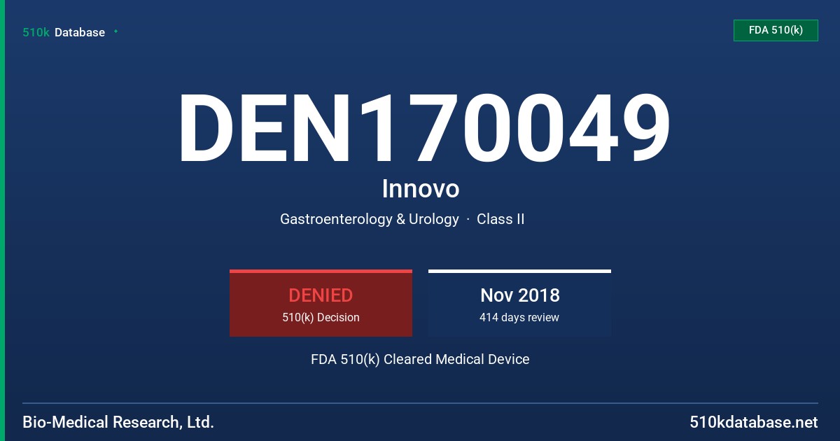 DEN170049 Innovo FDA 510(k) Cleared Medical Device