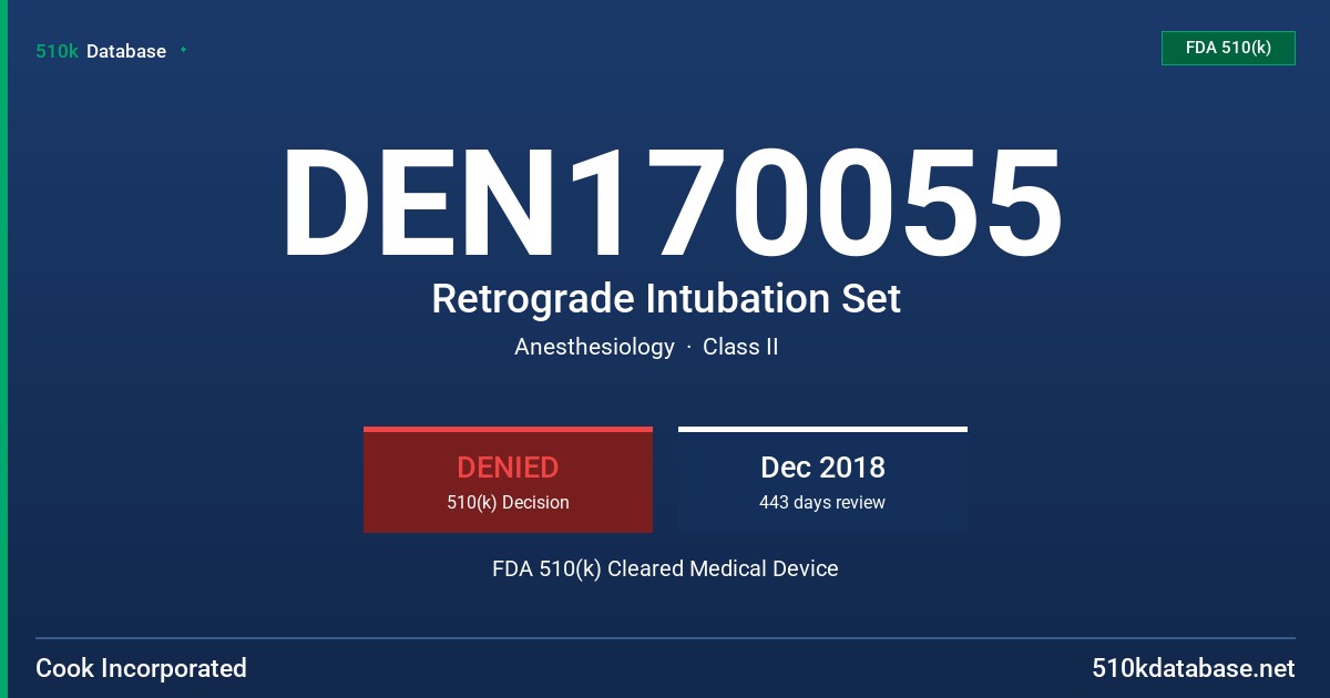 DEN170055 Retrograde Intubation Set FDA 510(k) Cleared Medical Device