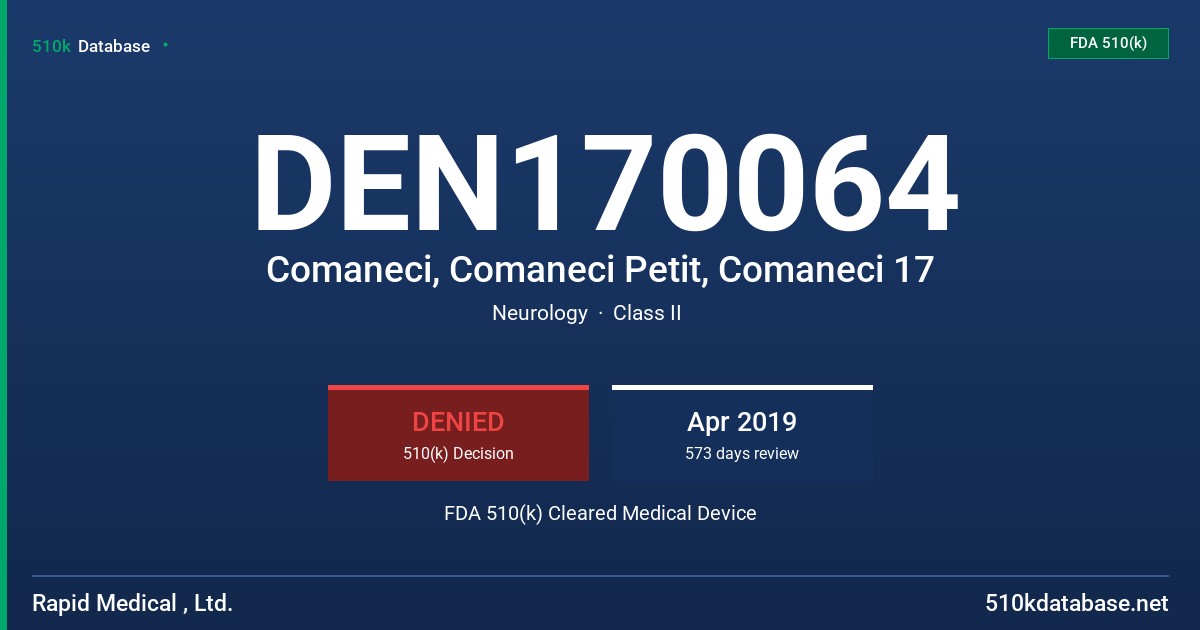 DEN170064 Comaneci, Comaneci Petit, Comaneci 17 FDA 510(k) Cleared Medical Device