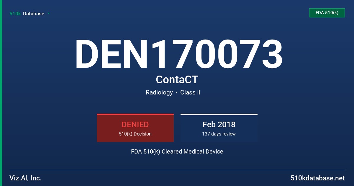 DEN170073 ContaCT FDA 510(k) Cleared Medical Device