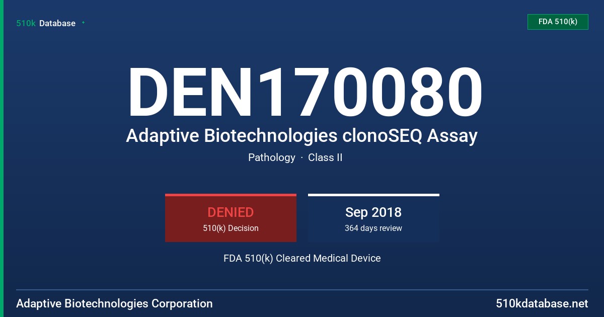 DEN170080 Adaptive Biotechnologies clonoSEQ Assay FDA 510(k) Cleared Medical Device