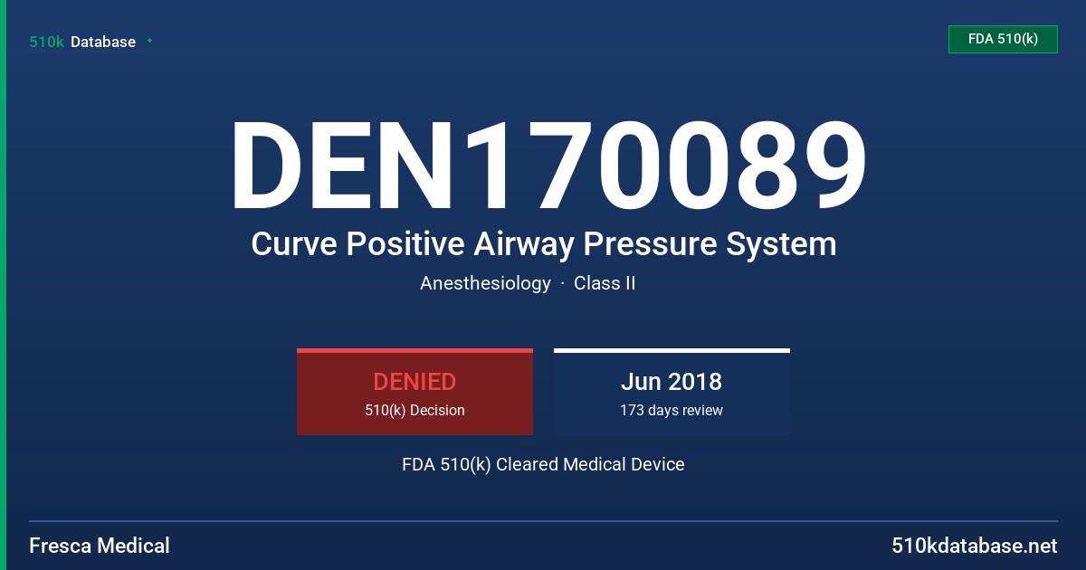 DEN170089 Curve Positive Airway Pressure System FDA 510(k) Cleared Medical Device