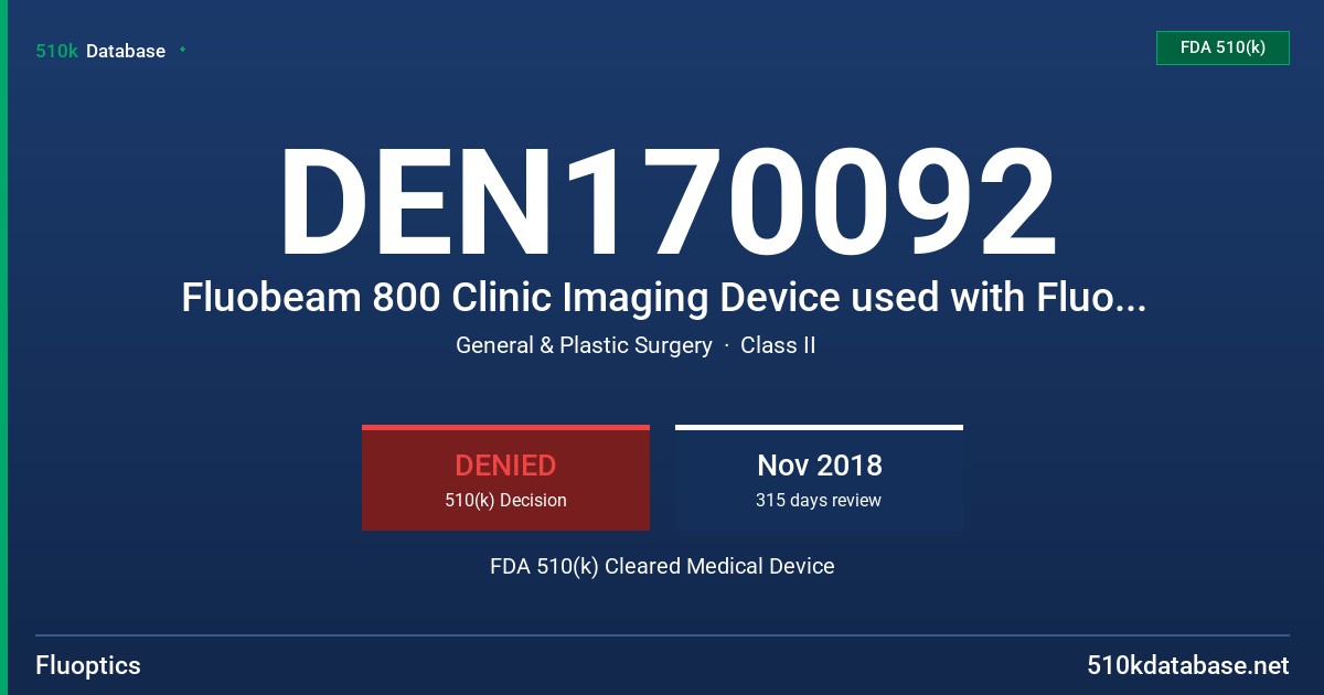 DEN170092 Fluobeam 800 Clinic Imaging Device used with Fluocase 800 Control System FDA 510(k) Cleared Medical Device