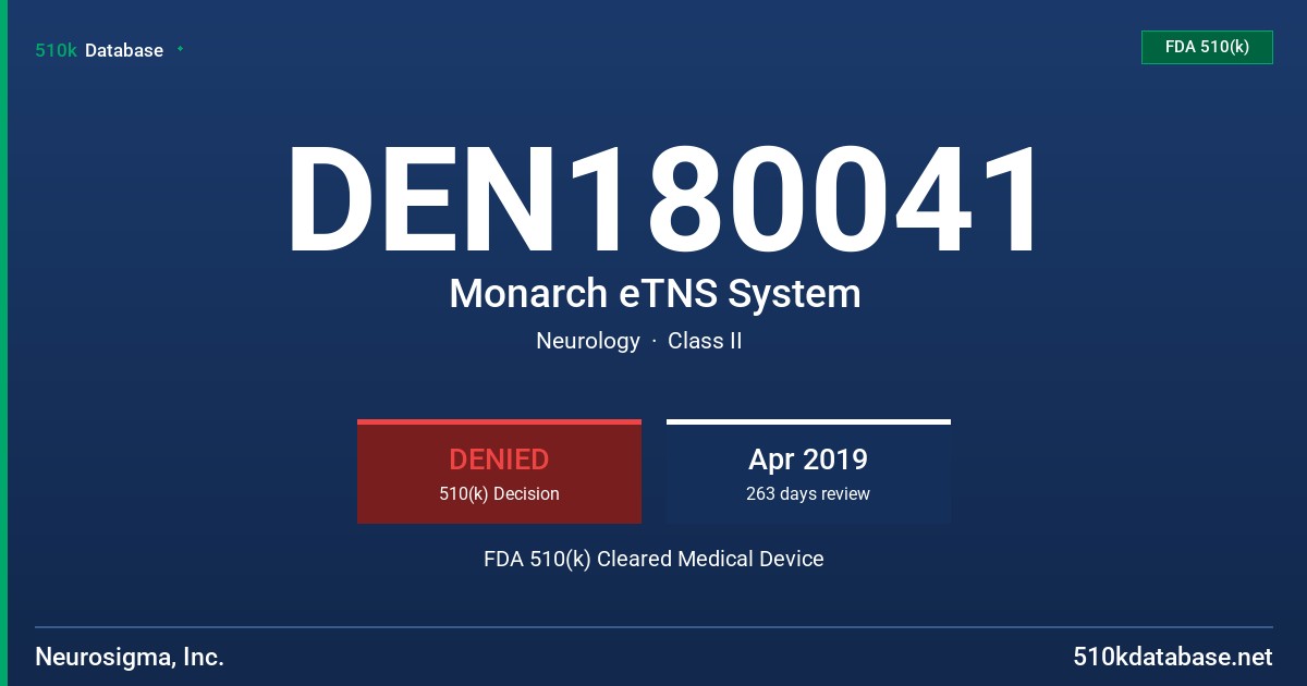 DEN180041 Monarch eTNS System FDA 510(k) Cleared Medical Device