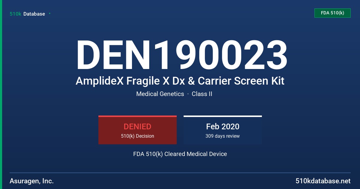 DEN190023 AmplideX Fragile X Dx & Carrier Screen Kit FDA 510(k) Cleared Medical Device