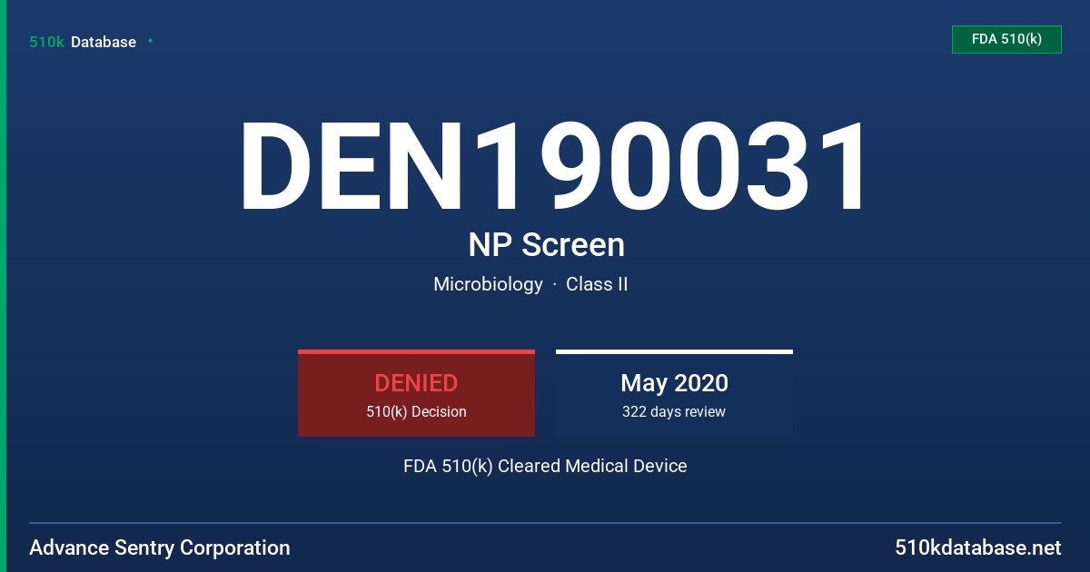 DEN190031 NP Screen FDA 510(k) Cleared Medical Device