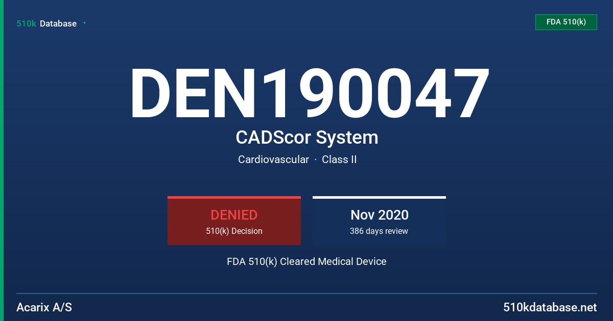 DEN190047 CADScor System FDA 510(k) Cleared Medical Device