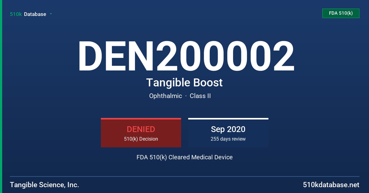 DEN200002 Tangible Boost FDA 510(k) Cleared Medical Device