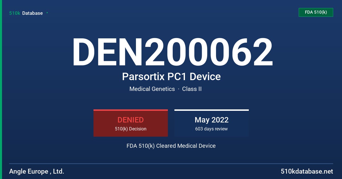 DEN200062 Parsortix PC1 Device FDA 510(k) Cleared Medical Device