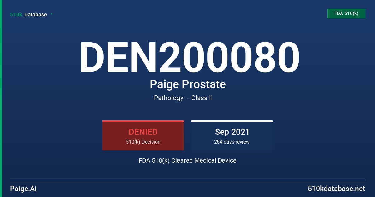 DEN200080 Paige Prostate FDA 510(k) Cleared Medical Device