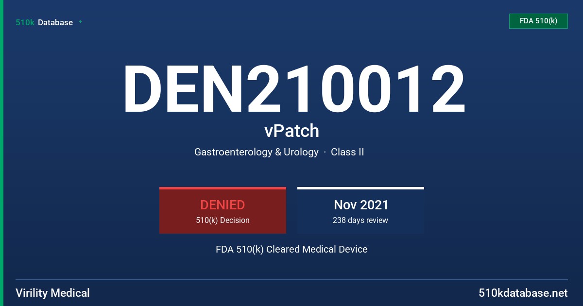 DEN210012 vPatch FDA 510(k) Cleared Medical Device