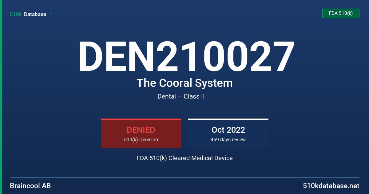 DEN210027 The Cooral System FDA 510(k) Cleared Medical Device