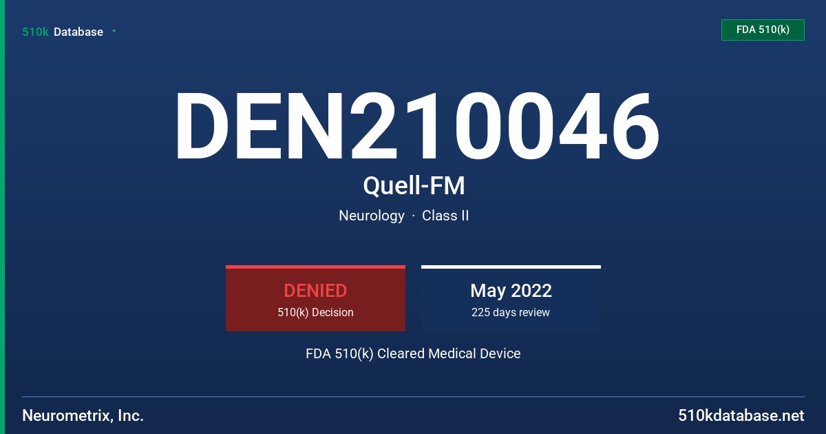 DEN210046 Quell-FM FDA 510(k) Cleared Medical Device