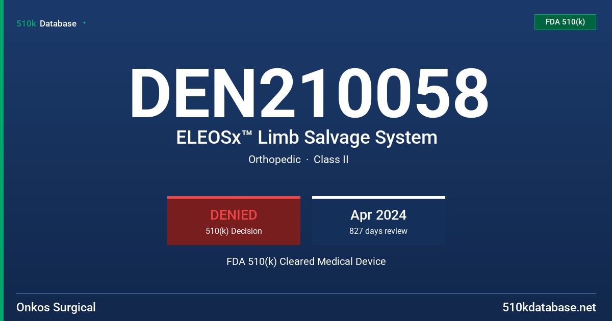 DEN210058 ELEOSx™ Limb Salvage System FDA 510(k) Cleared Medical Device
