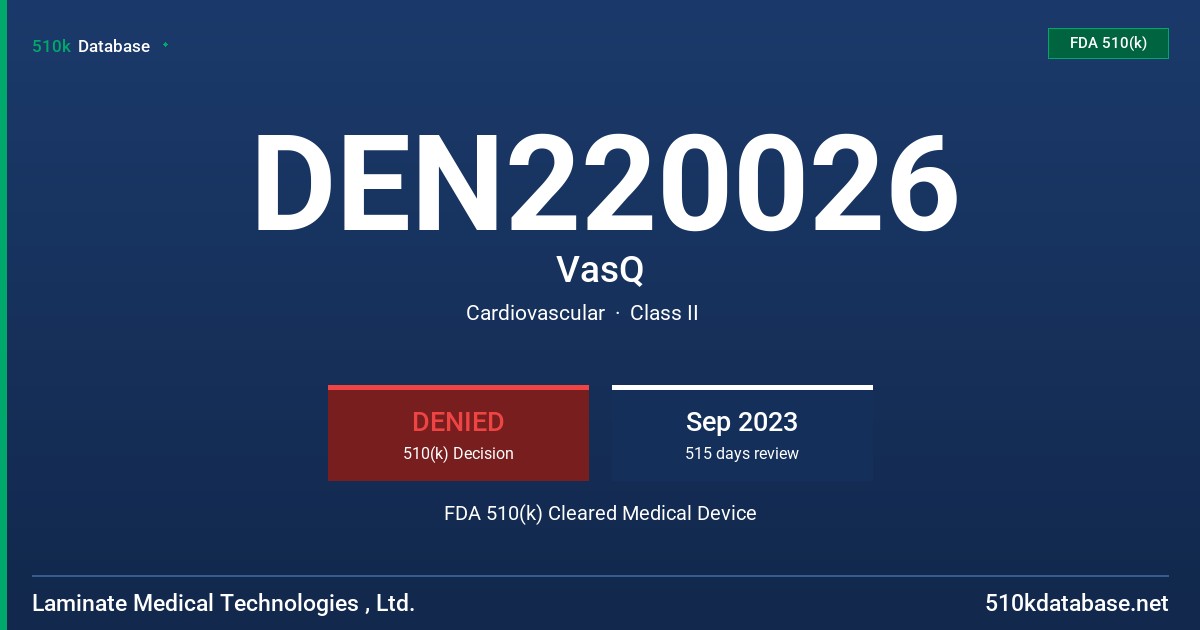 DEN220026 VasQ FDA 510(k) Cleared Medical Device