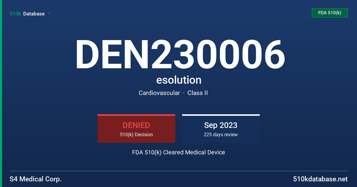 DEN230006 esolution FDA 510(k) Cleared Medical Device