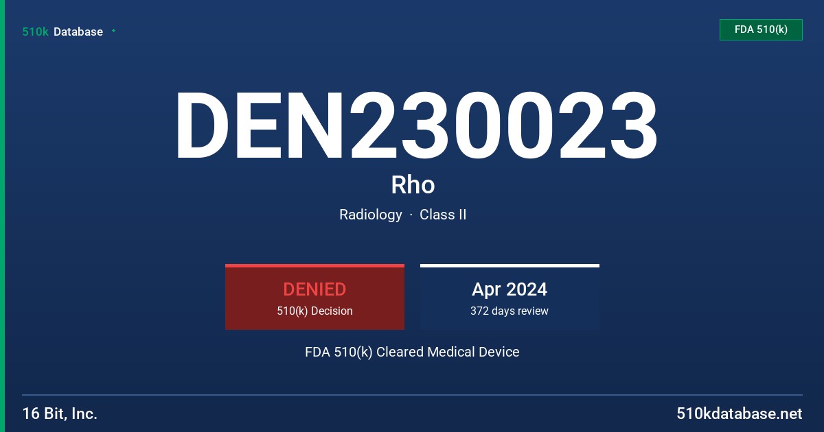 DEN230023 Rho FDA 510(k) Cleared Medical Device