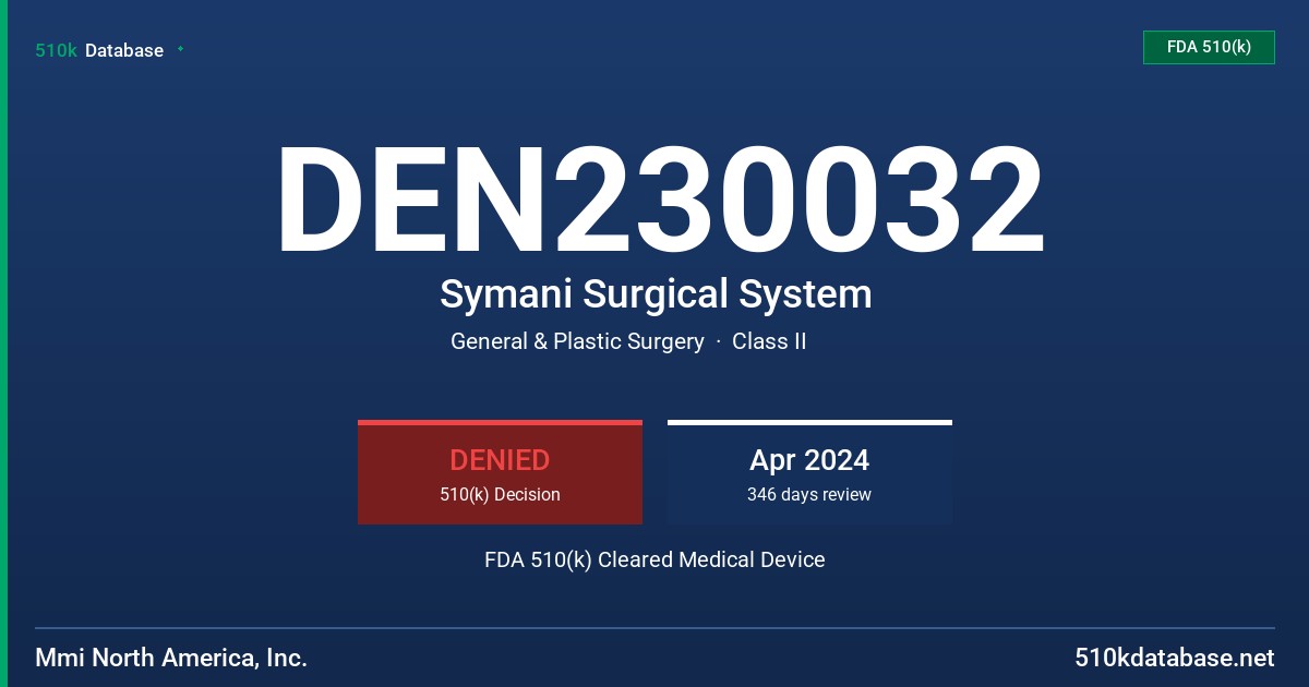 DEN230032 Symani Surgical System FDA 510(k) Cleared Medical Device