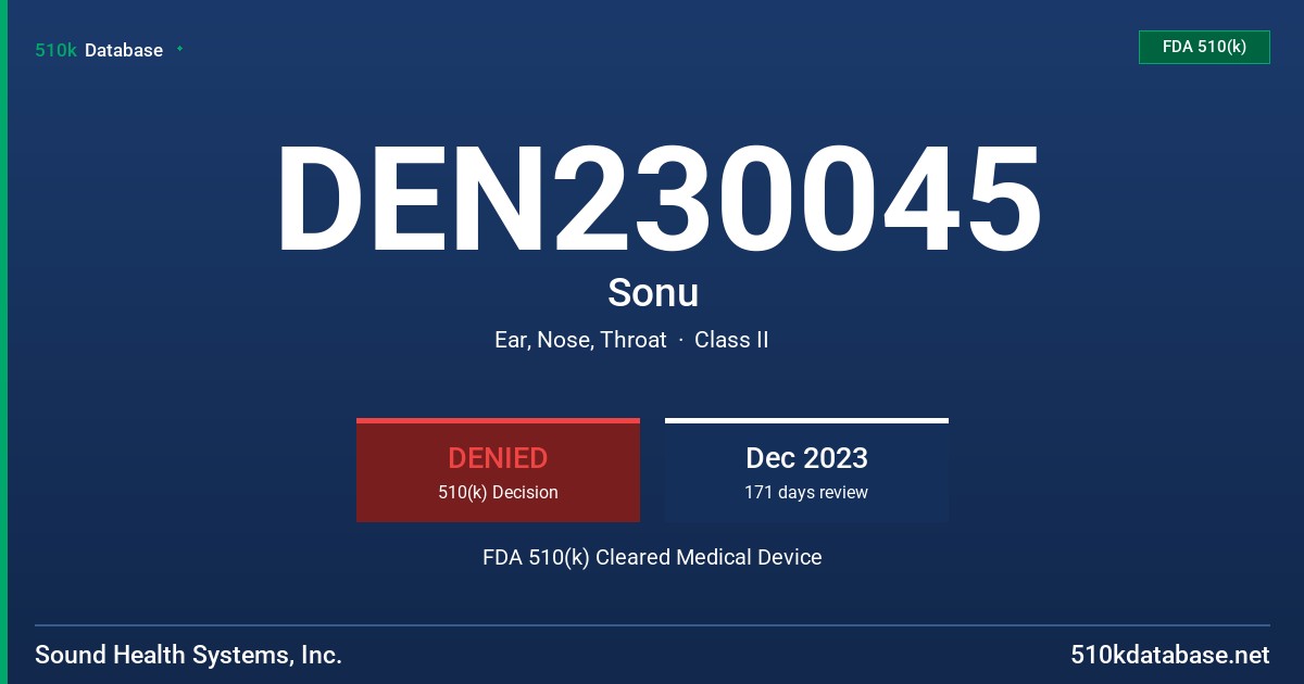 DEN230045 Sonu FDA 510(k) Cleared Medical Device