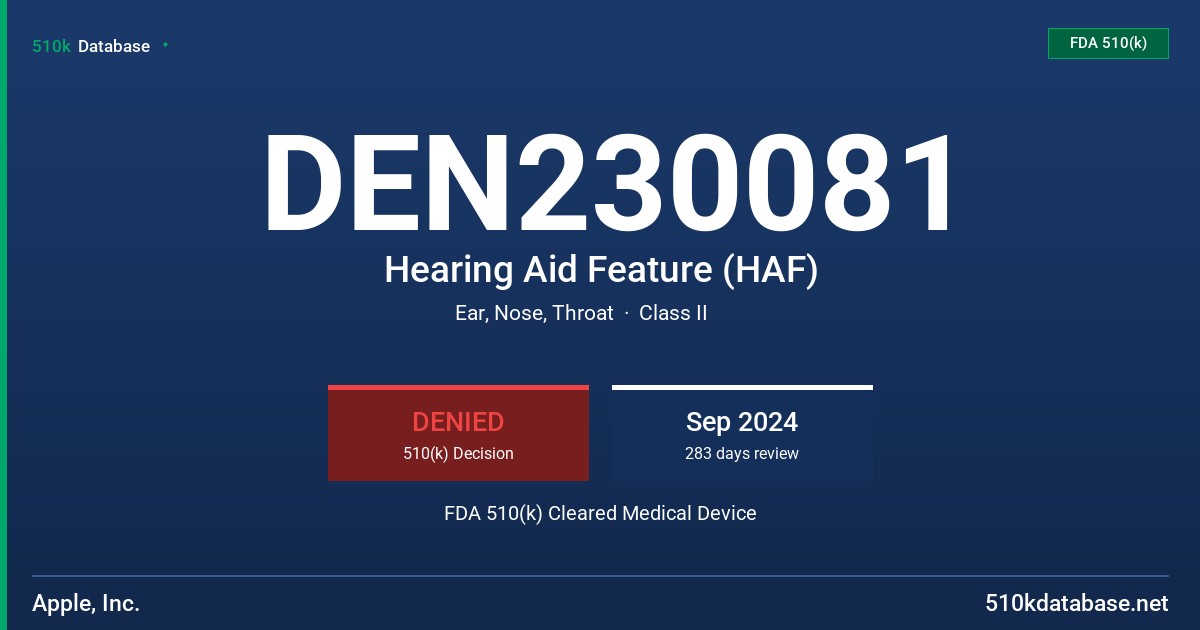 DEN230081 Hearing Aid Feature (HAF) FDA 510(k) Cleared Medical Device