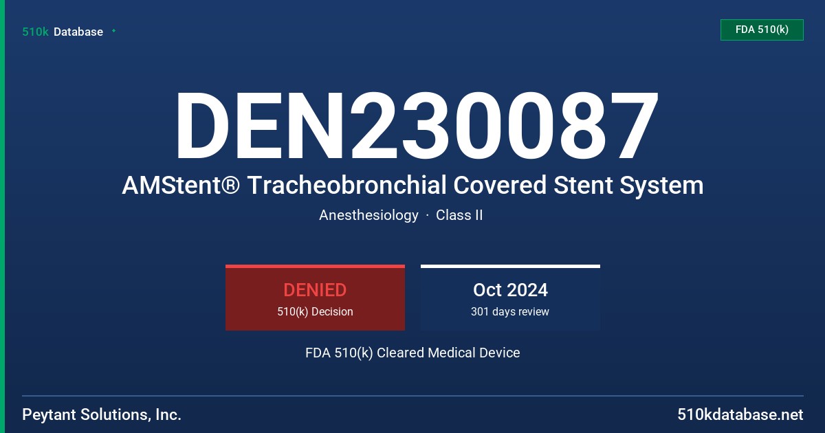 DEN230087 AMStent® Tracheobronchial Covered Stent System FDA 510(k) Cleared Medical Device
