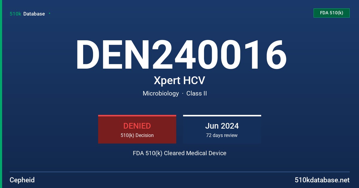 DEN240016 Xpert HCV FDA 510(k) Cleared Medical Device