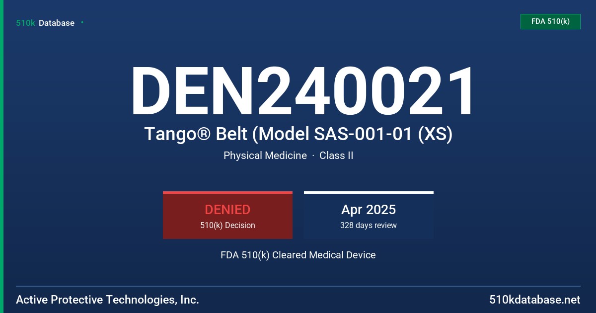 DEN240021 Tango® Belt (Model SAS-001-01 (XS) FDA 510(k) Cleared Medical Device
