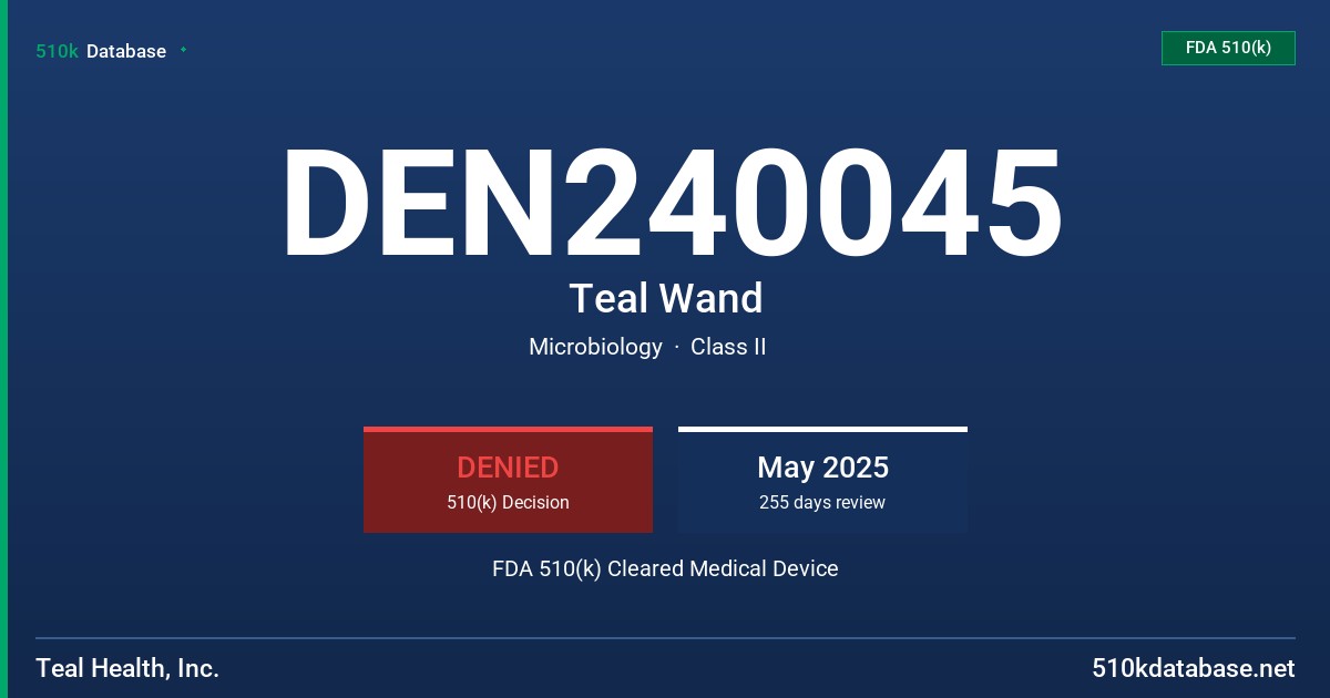 DEN240045 Teal Wand FDA 510(k) Cleared Medical Device