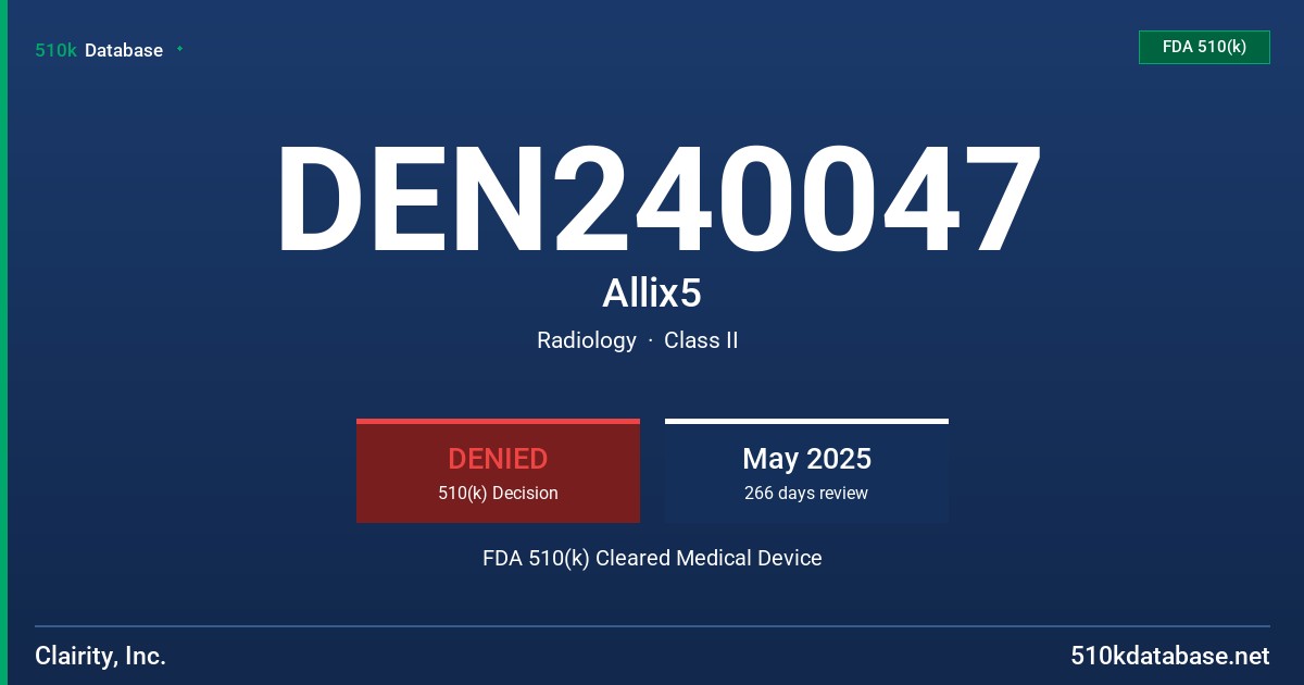 DEN240047 Allix5 FDA 510(k) Cleared Medical Device