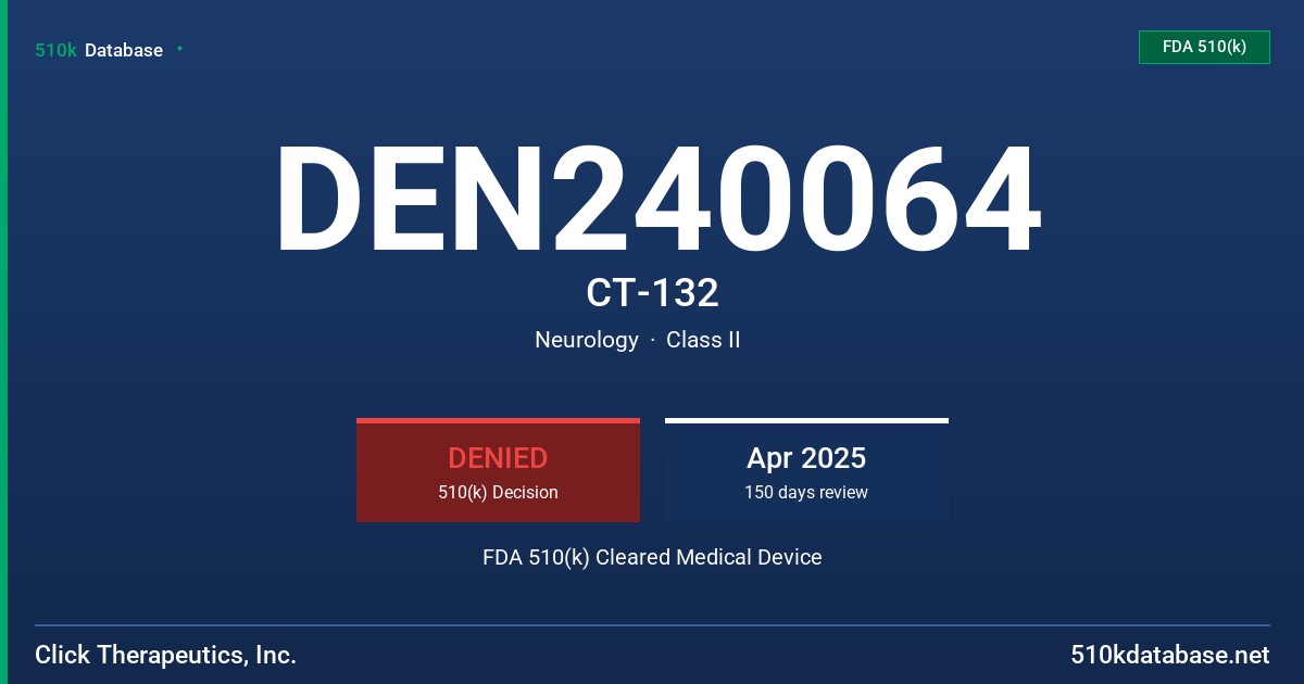 DEN240064 CT-132 FDA 510(k) Cleared Medical Device