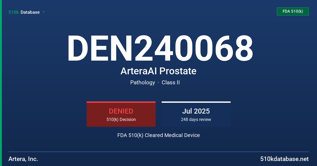 DEN240068 ArteraAI Prostate FDA 510(k) Cleared Medical Device