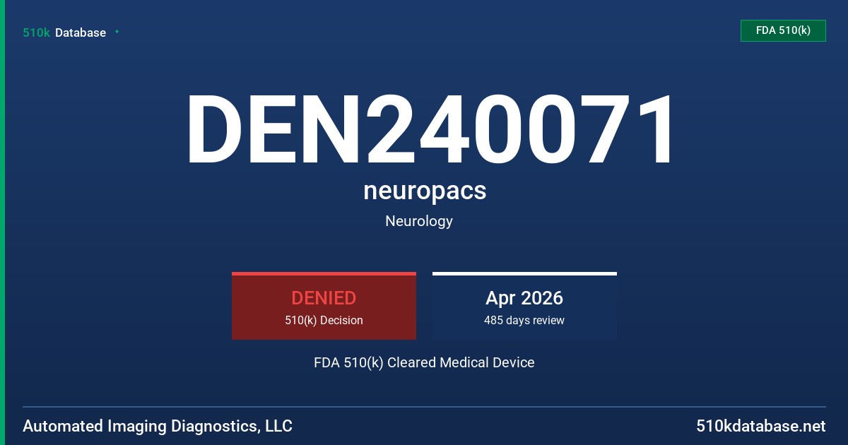 DEN240071 neuropacs FDA 510(k) Cleared Medical Device
