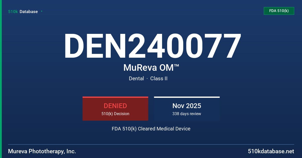 DEN240077 MuReva OM™ FDA 510(k) Cleared Medical Device