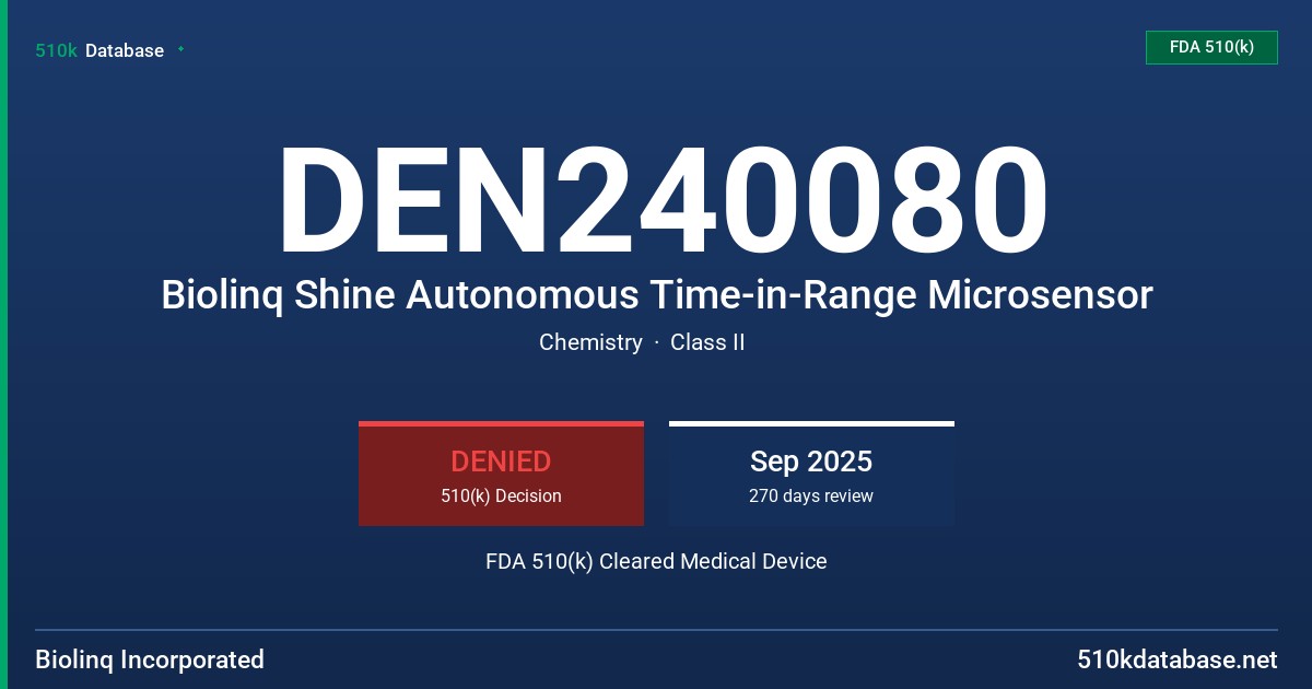 DEN240080 Biolinq Shine Autonomous Time-in-Range Microsensor FDA 510(k) Cleared Medical Device