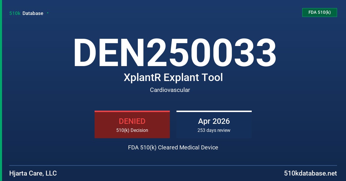 DEN250033 XplantR Explant Tool FDA 510(k) Cleared Medical Device
