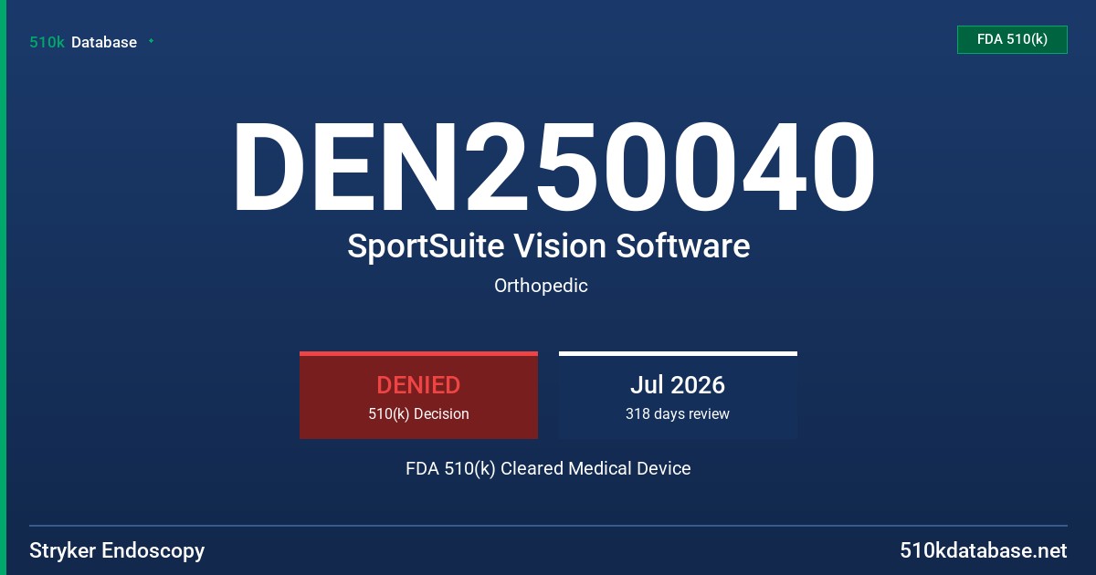 DEN250040 SportSuite Vision Software FDA 510(k) Cleared Medical Device