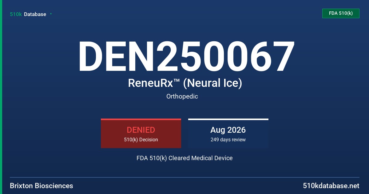 DEN250067 ReneuRx™ (Neural Ice) FDA 510(k) Cleared Medical Device