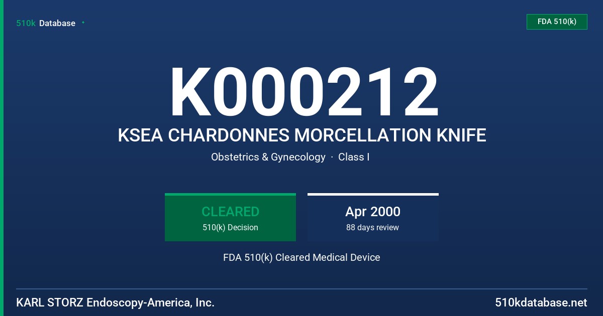 K000212 KSEA CHARDONNES MORCELLATION KNIFE FDA 510(k) Cleared Medical Device