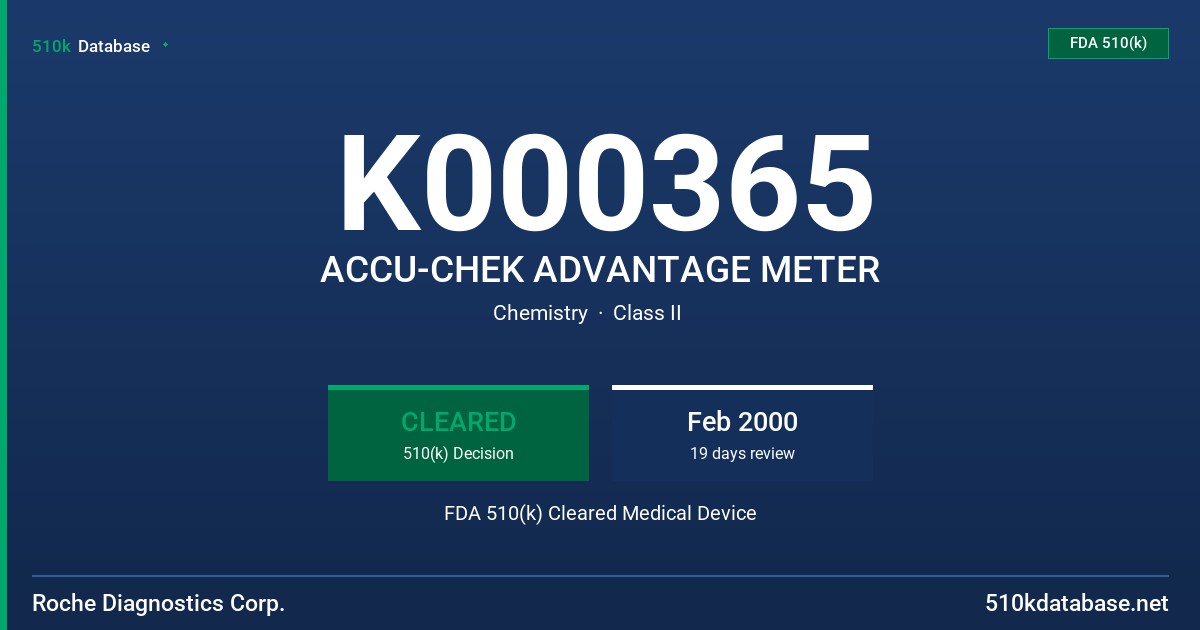 K000365 ACCU-CHEK ADVANTAGE METER FDA 510(k) Cleared Medical Device
